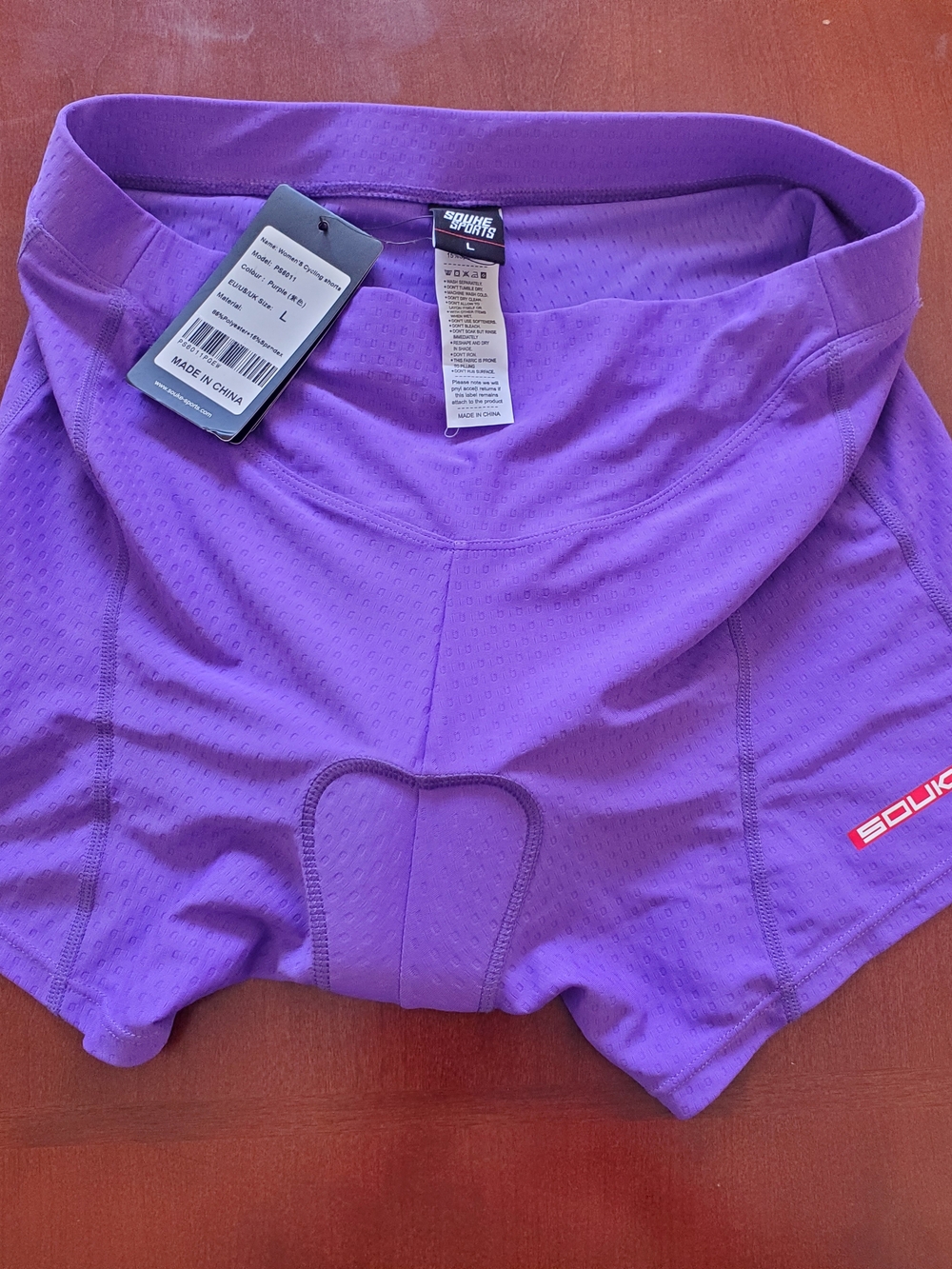 NWT Souke Sports Purple Padded Women's Cycling Shorts Size L